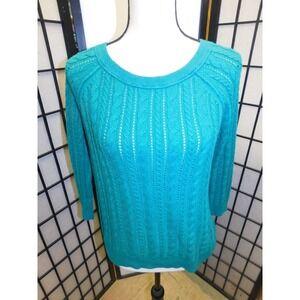American Eagle Outfitters Sweater Womens Small Green Cable Knit